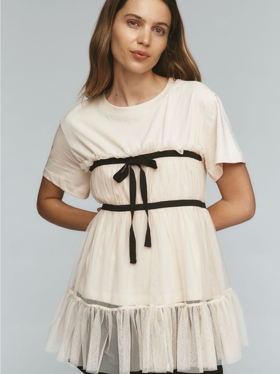 Anthropologie Tops - Anthropologie tiered bow tulle t-shirt-New with tag!